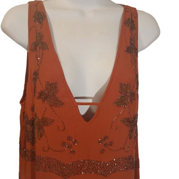 Free People Red Bali Mad Love embellished beaded boho mini dress size S - Picture 5 of 12